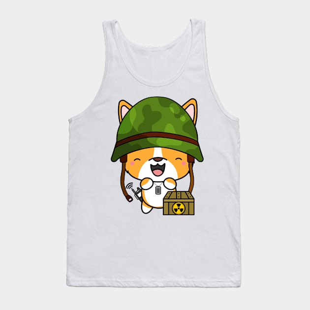 Cute corgi is a military pet Tank Top by Pet Station